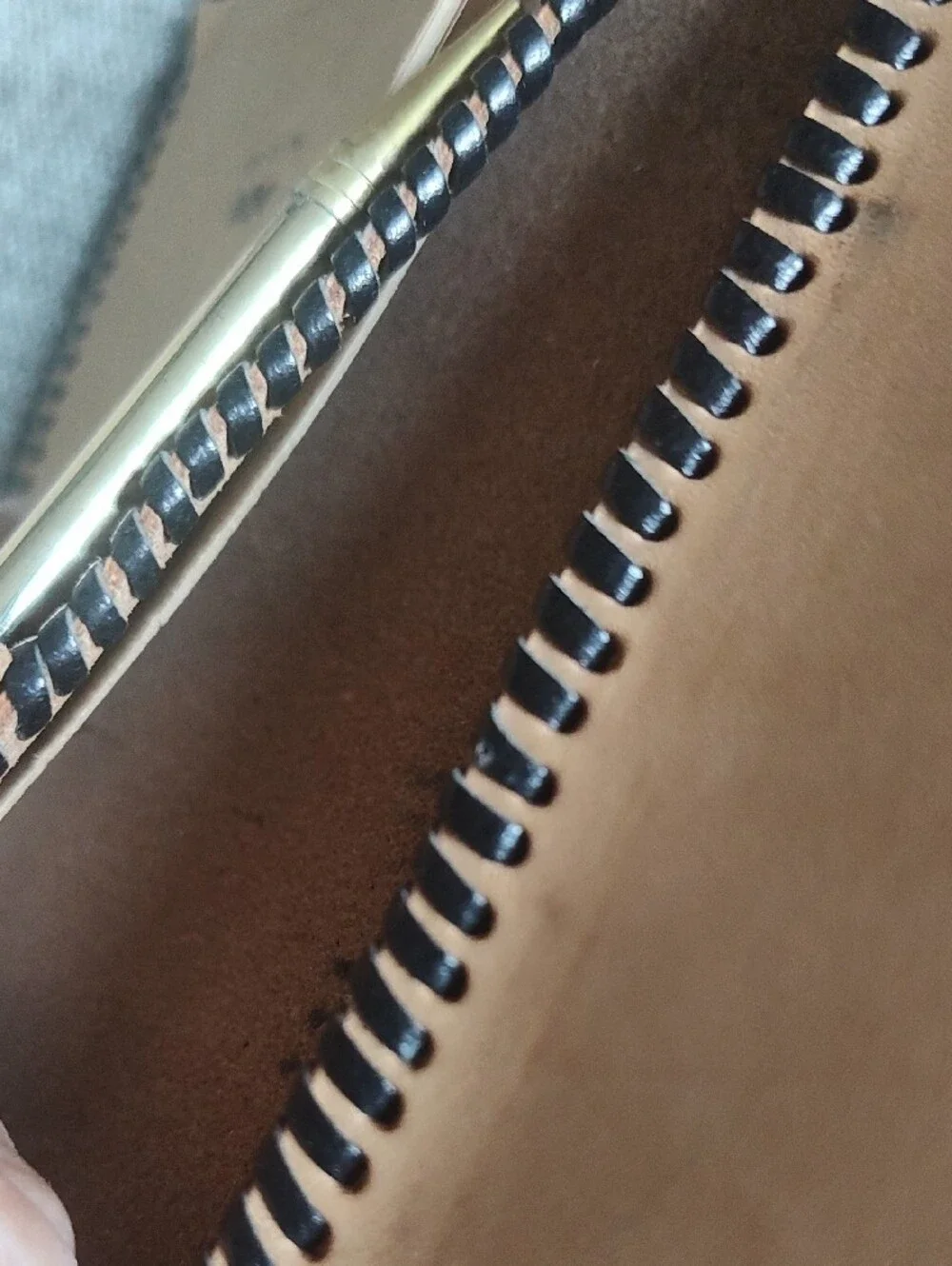 Western Tooled Tan and Black Leather Wallet with Cowboy And Horse Motif